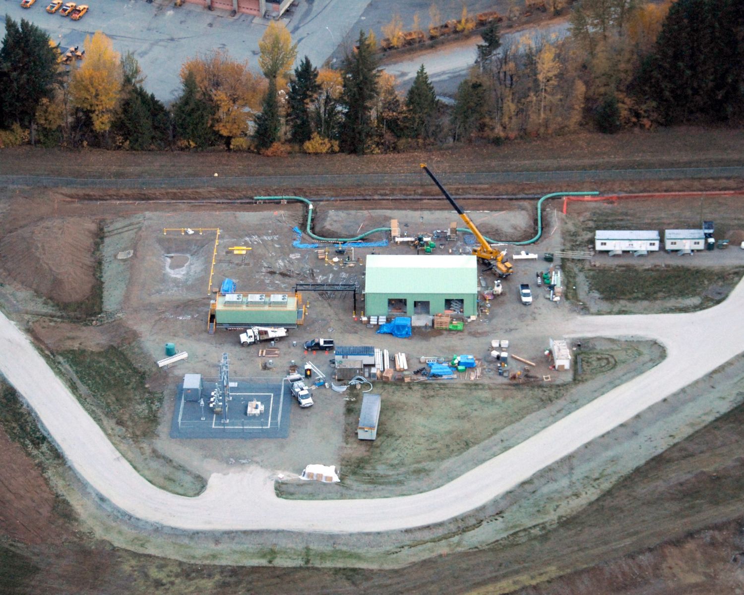 Aerial view of the transfer station under construction